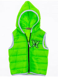 7-8-9-10 age children hooded vest raincoat phosphorus green