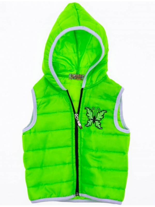 7-8-9-10 age children hooded vest raincoat phosphorus green