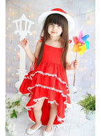 New Model girls dresses summer style red color