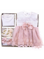 Girl baby christening dress wholesale baby box sets pink